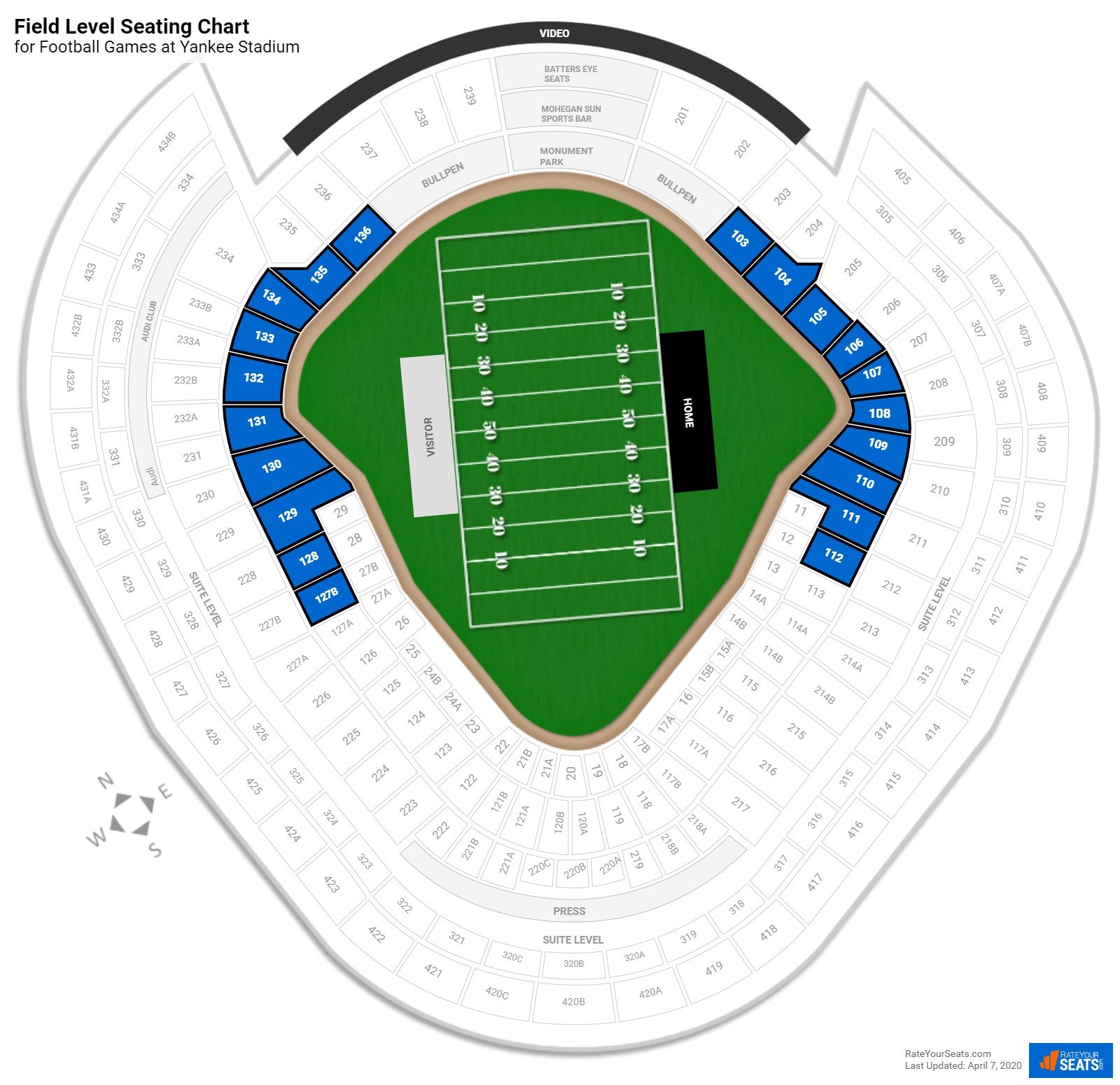 Seating Chart Yankee Stadium Football