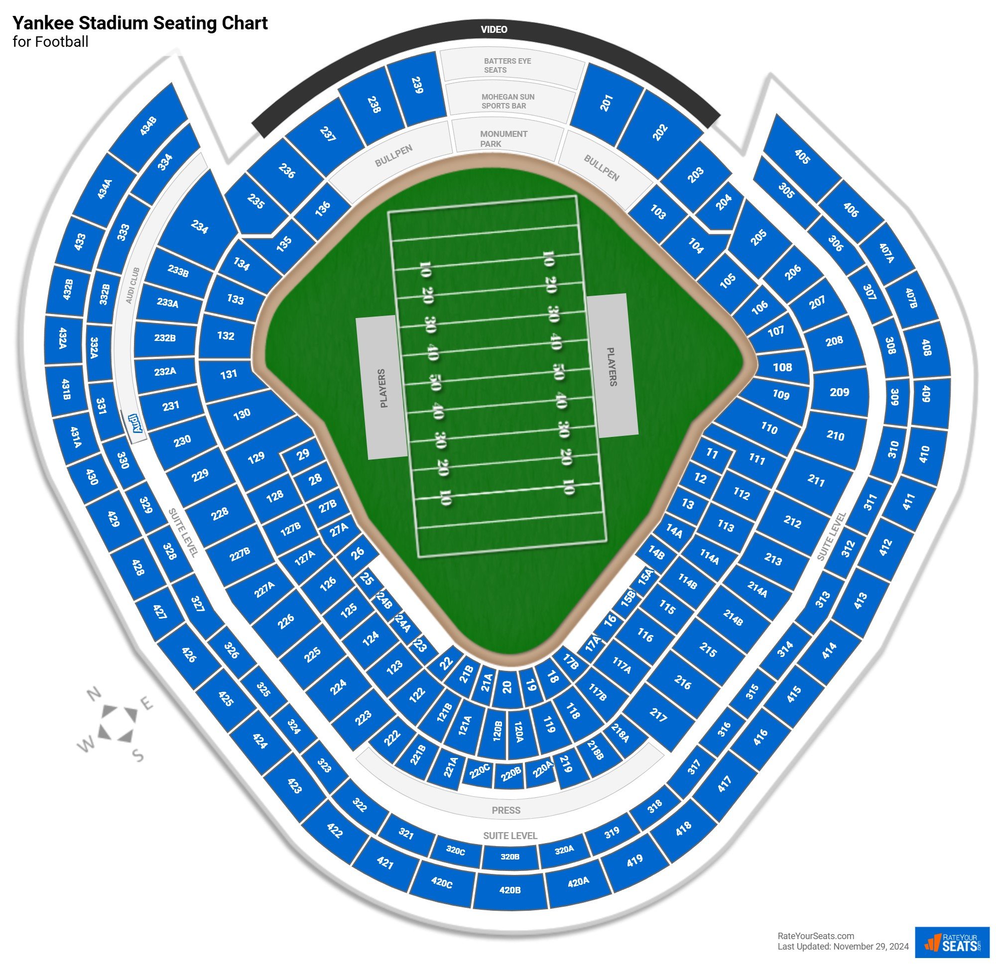 Yankee Stadium Seating Map Rows Two Birds Home
