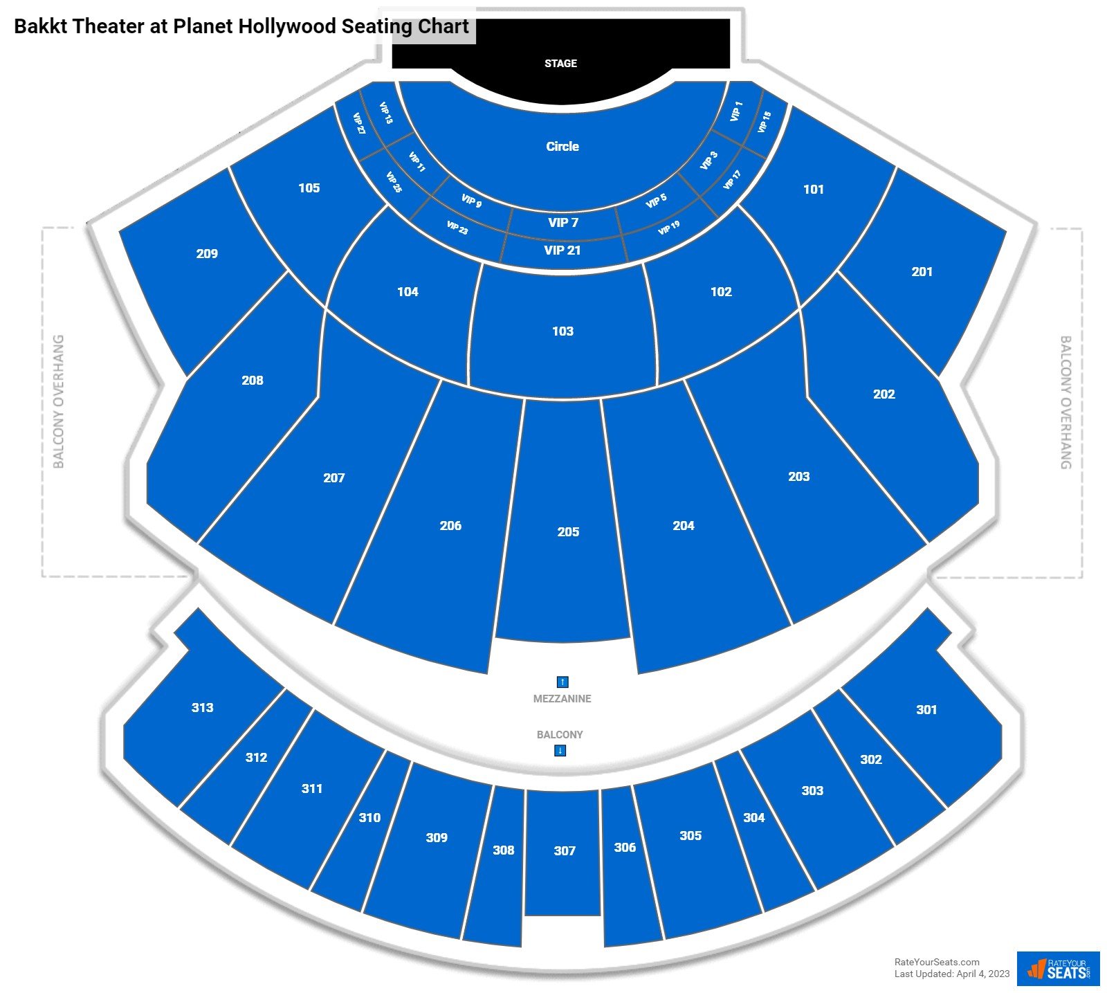 Zappos Theater (Planet Hollywood) Concert Seating Chart