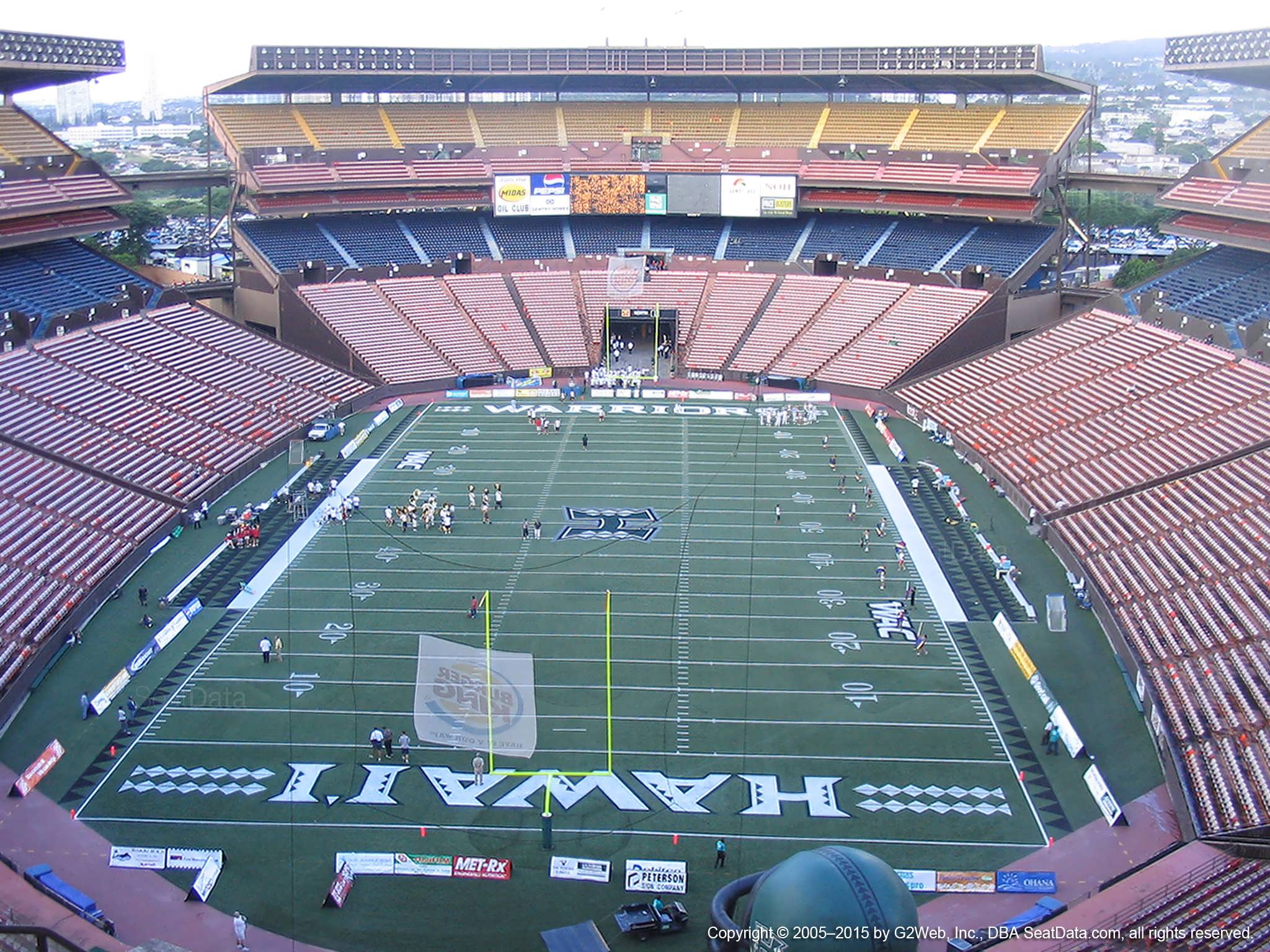yellow aa at aloha stadium rateyourseats com aloha stadium seating chart rows