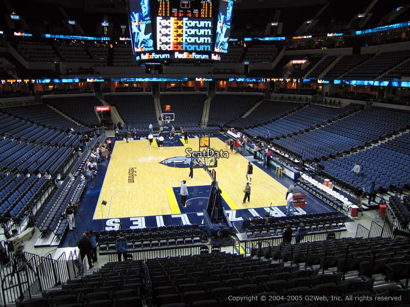 FedEx Forum with model 4.12.18.8 Citation fixed stadium and model  51.12.66.8 Marquee suite seating and telescoping stands with nose mount  Citation chairs manufactured by Irwin Seating Company