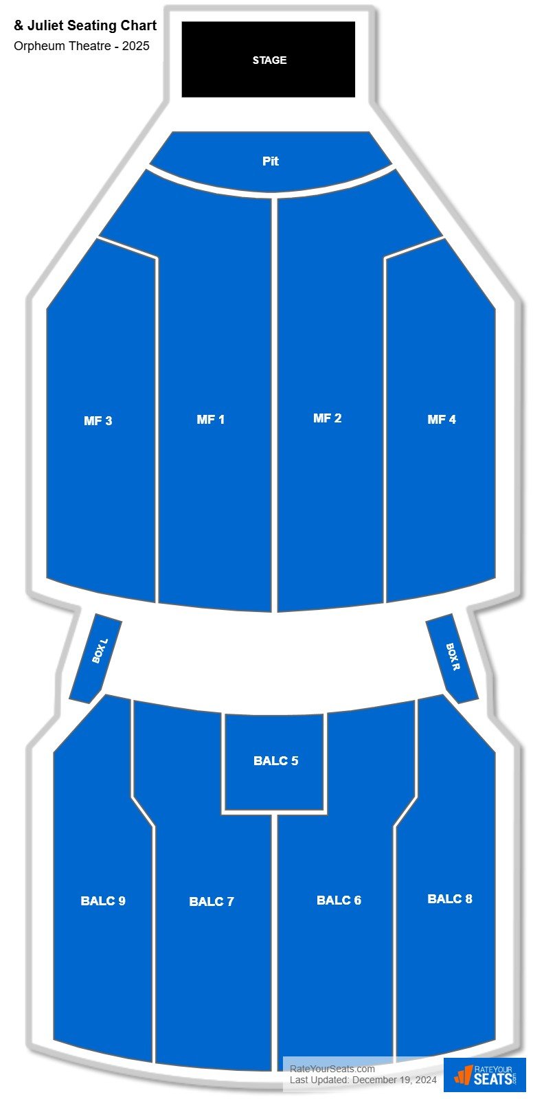 & Juliet seating chart Orpheum Theatre (Minneapolis)