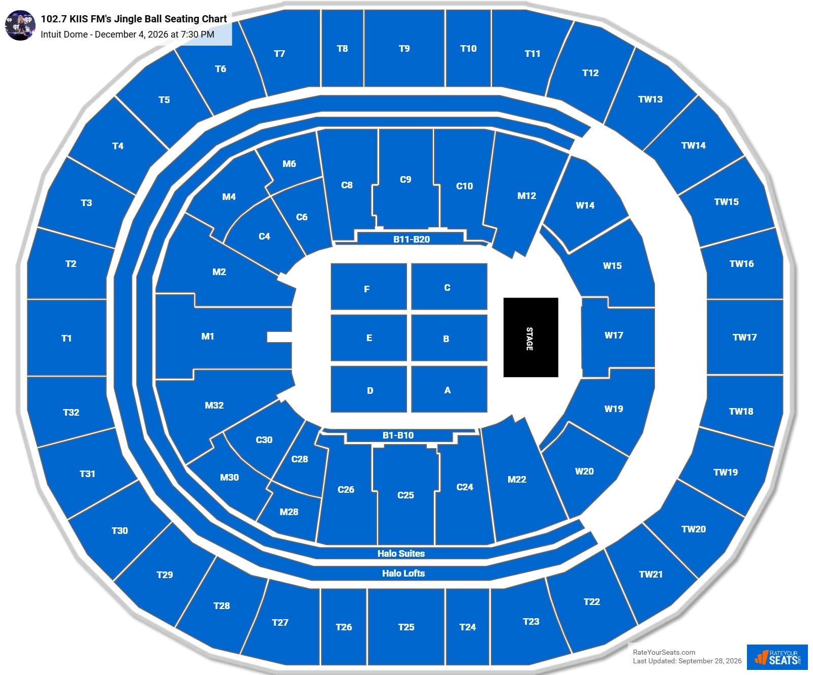 102.7 KIIS FMs Jingle Ball (Olivia Rodrigo, Hilary Duff, RAYE) Seating Chart at Intuit Dome