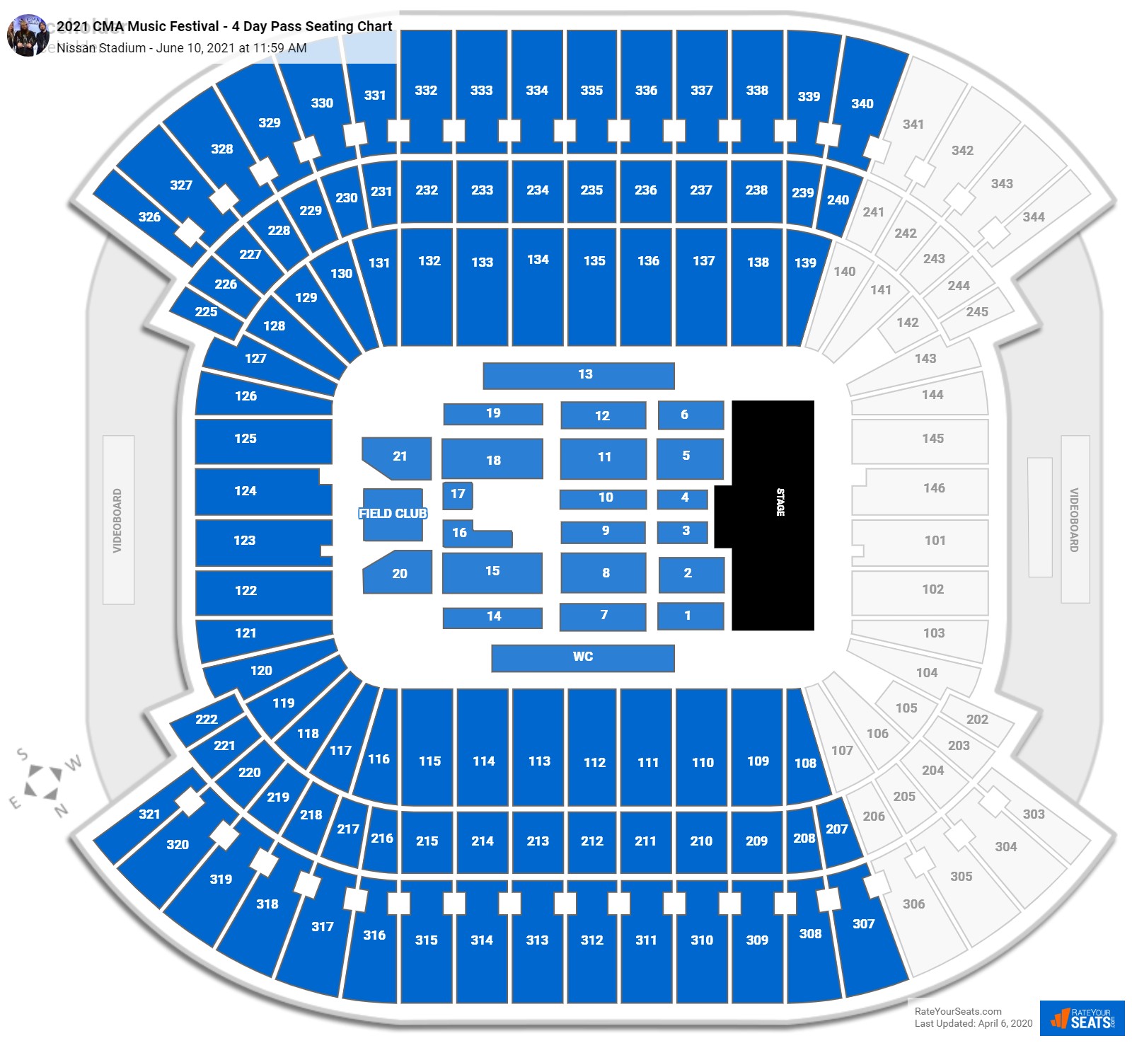 2021 CMA Music Festival - 4 Day Pass seating chart Nissan Stadium