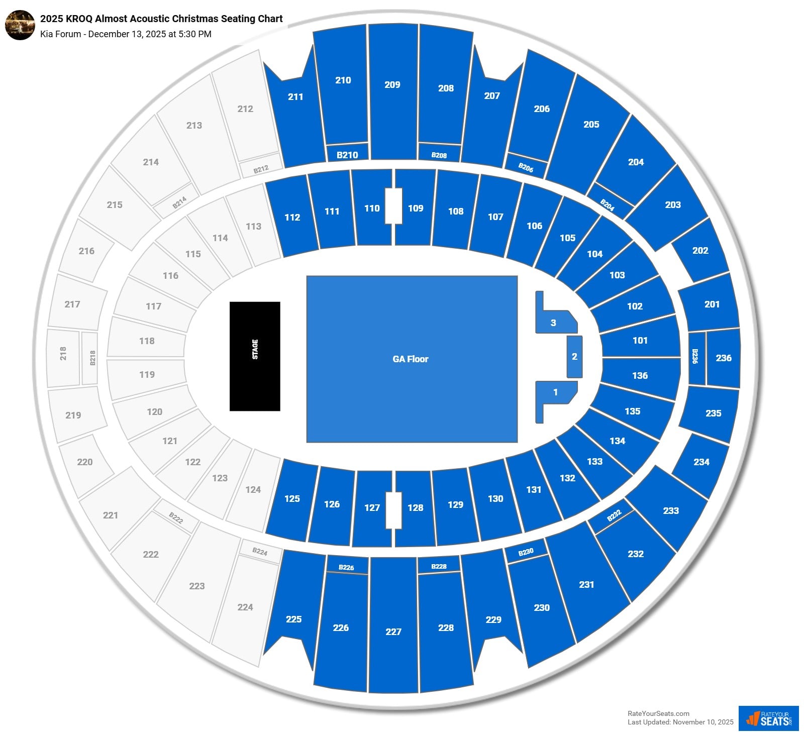 2025 KROQ Almost Acoustic Christmas seating chart Kia Forum