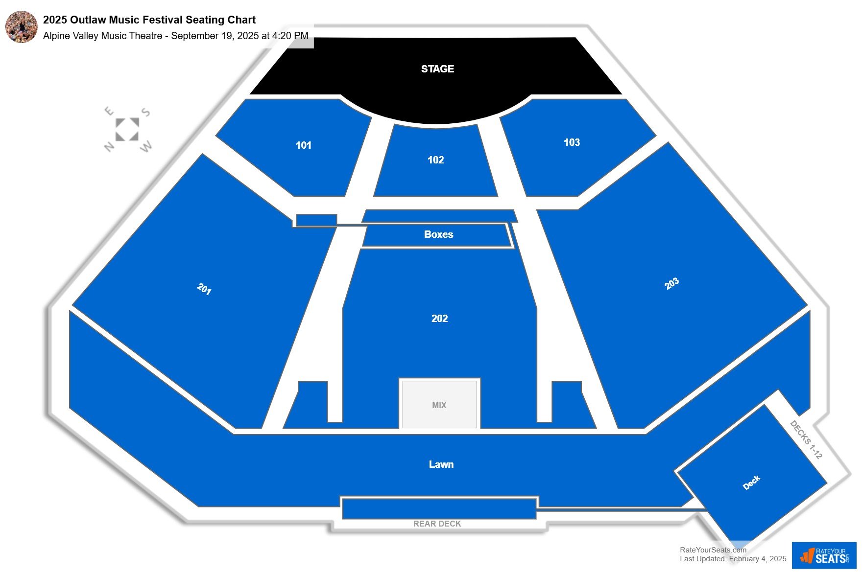 2025 Outlaw Music Festival seating chart Alpine Valley Music Theatre