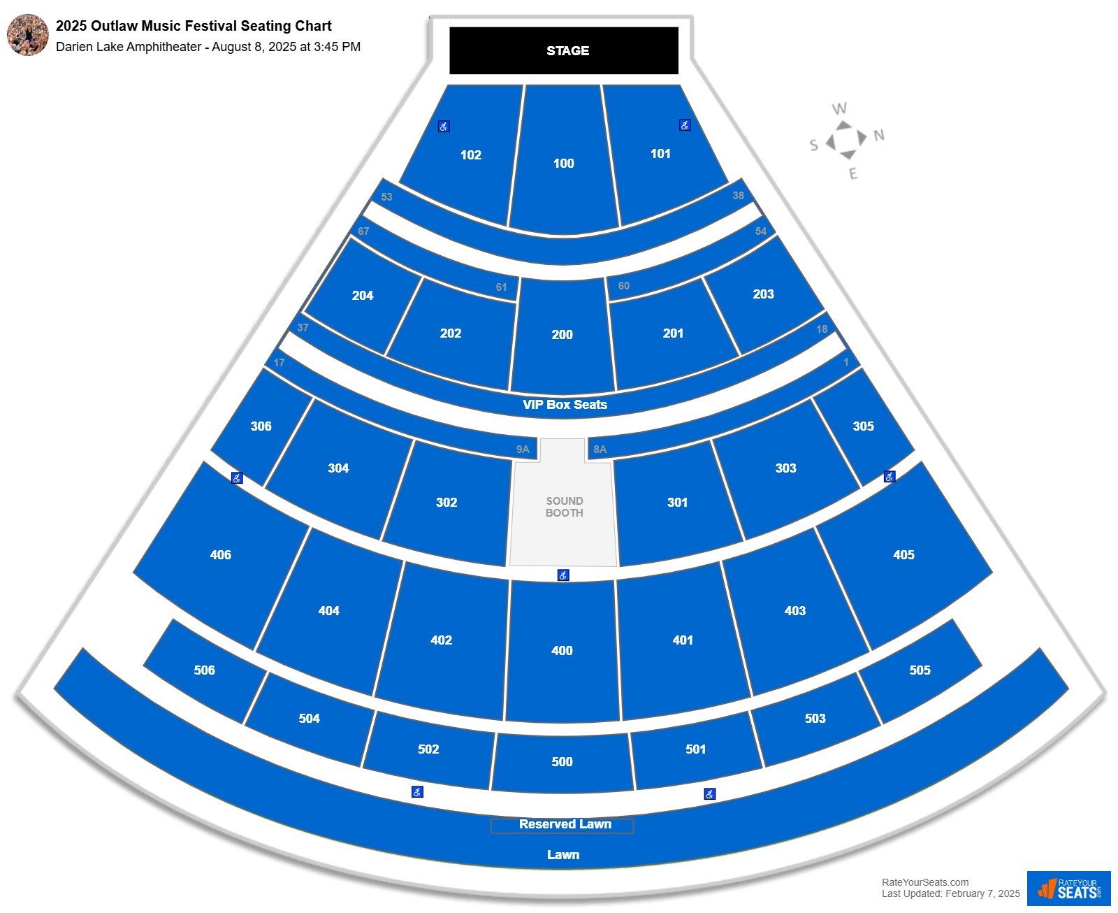 2025 Outlaw Music Festival seating chart Darien Lake Amphitheater