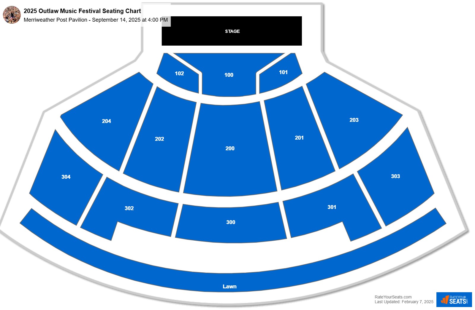 2025 Outlaw Music Festival seating chart Merriweather Post Pavilion