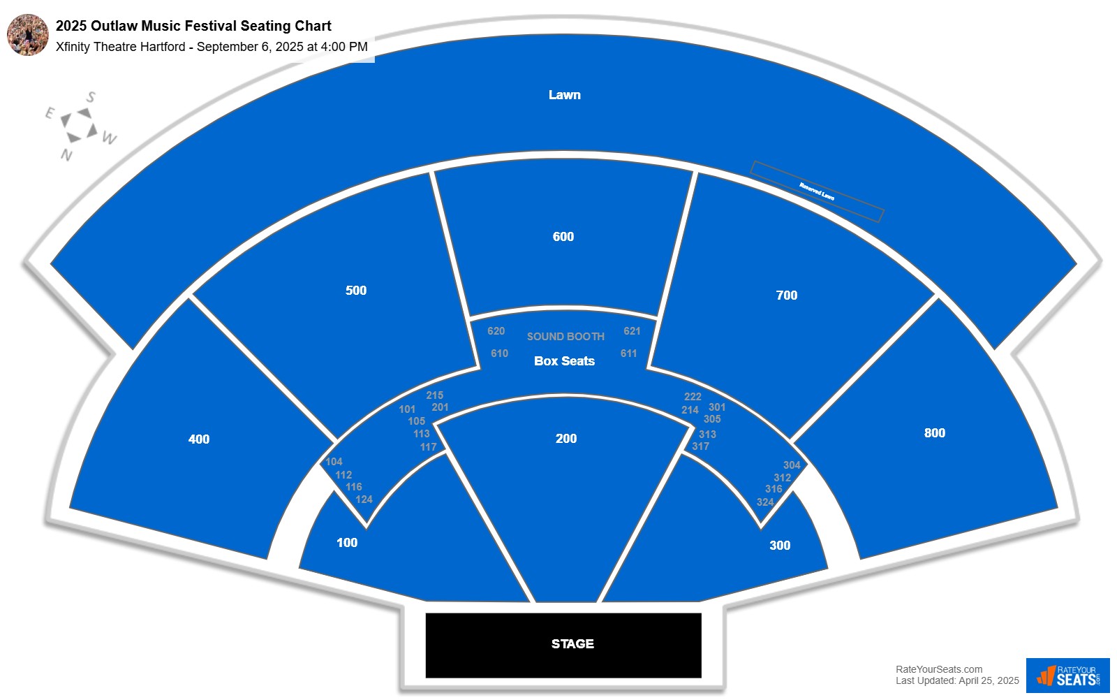 2025 Outlaw Music Festival seating chart Xfinity Theatre Hartford