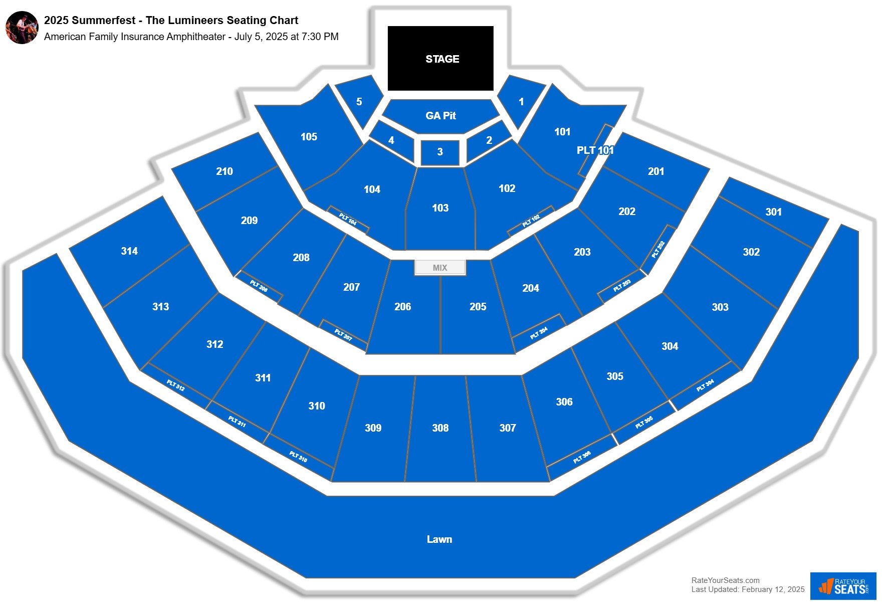 2025 Summerfest - The Lumineers seating chart American Family Insurance Amphitheater