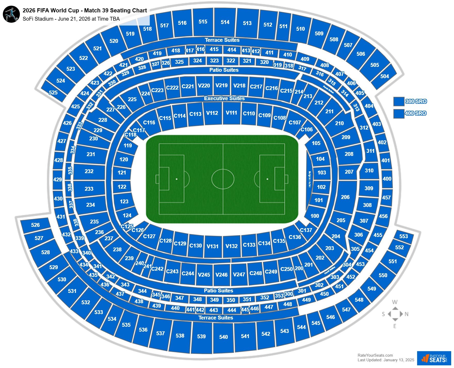2026 FIFA World Cup - Match 39 seating chart SoFi Stadium