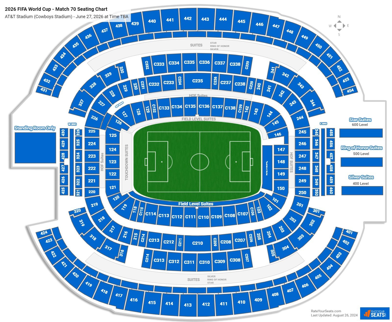 2026 FIFA World Cup - Match 70 seating chart AT&T Stadium (Cowboys Stadium)