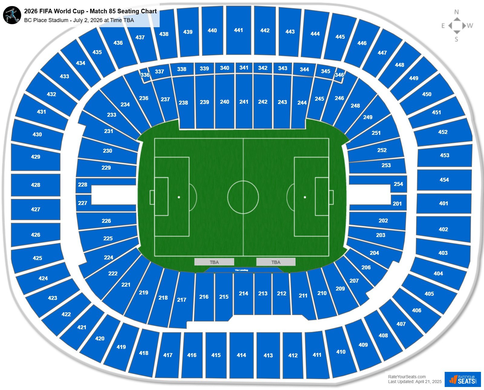 2026 FIFA World Cup - Match 85 seating chart BC Place Stadium