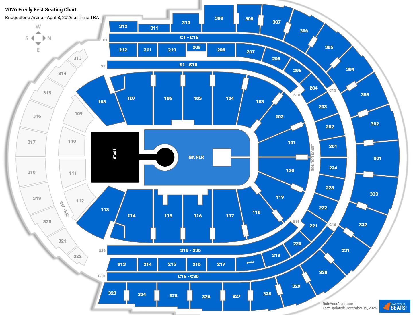 2026 Freely Fest seating chart Bridgestone Arena