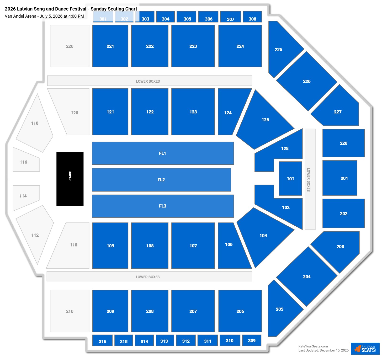 2026 Latvian Song and Dance Festival - Sunday seating chart Van Andel Arena