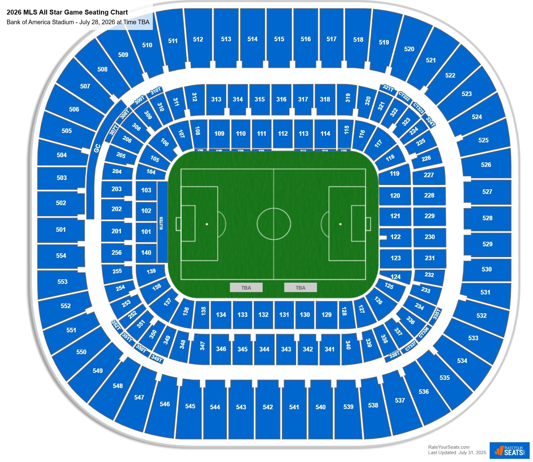 2026 MLS All Star Game seating chart Bank of America Stadium