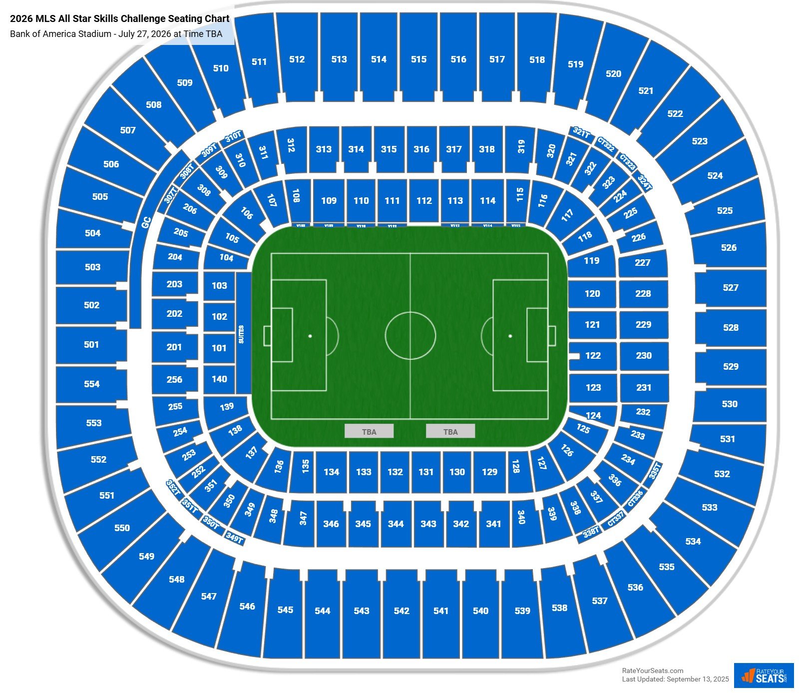2026 MLS All Star Skills Challenge seating chart Bank of America Stadium