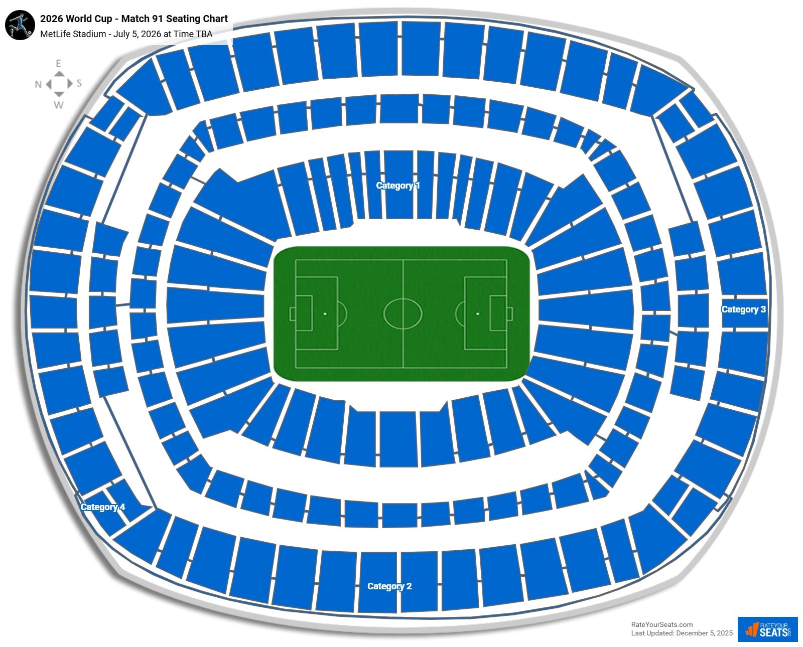 2026 World Cup - Match 91 seating chart MetLife Stadium