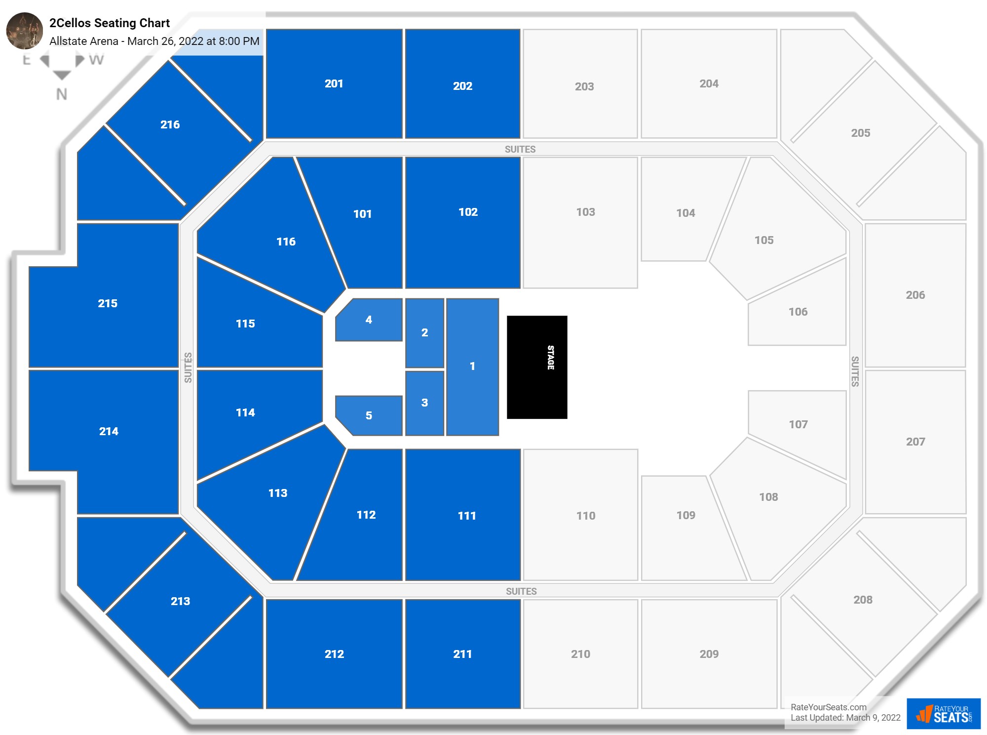 2Cellos seating chart Allstate Arena