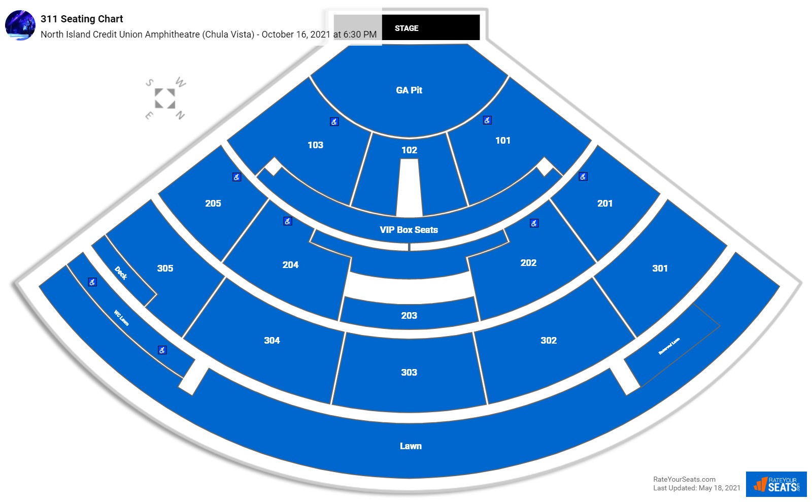311 seating chart North Island Credit Union Amphitheatre (Chula Vista)