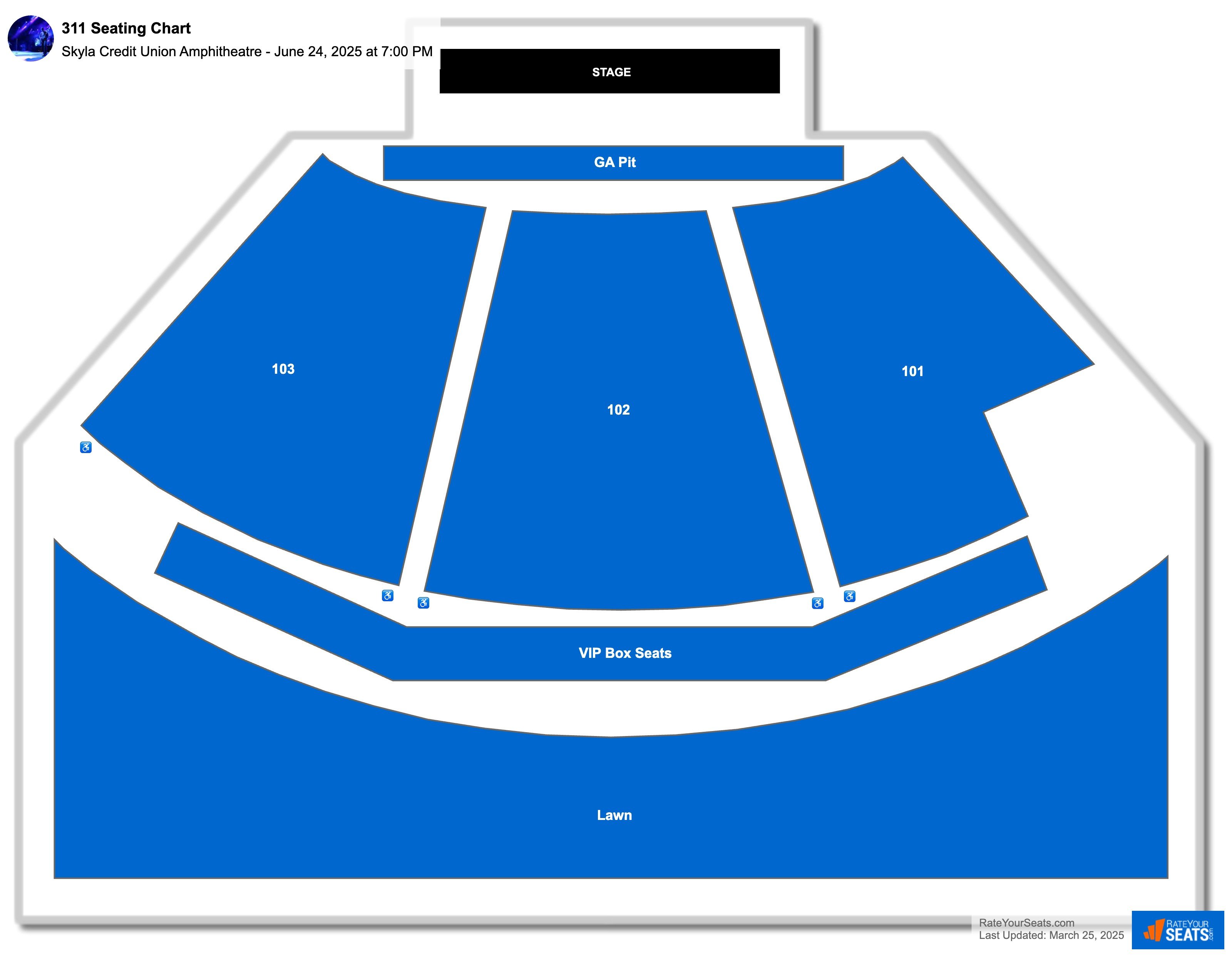 311 seating chart Skyla Credit Union Amphitheatre