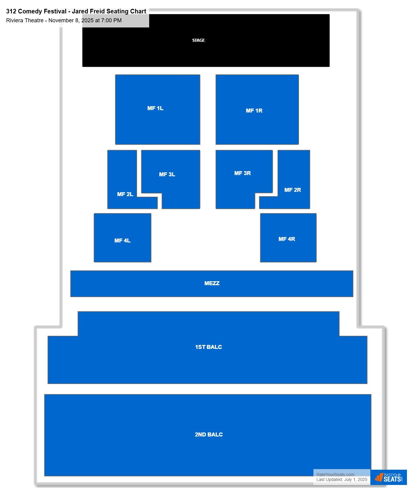 312 Comedy Festival - Jared Freid seating chart Riviera Theatre