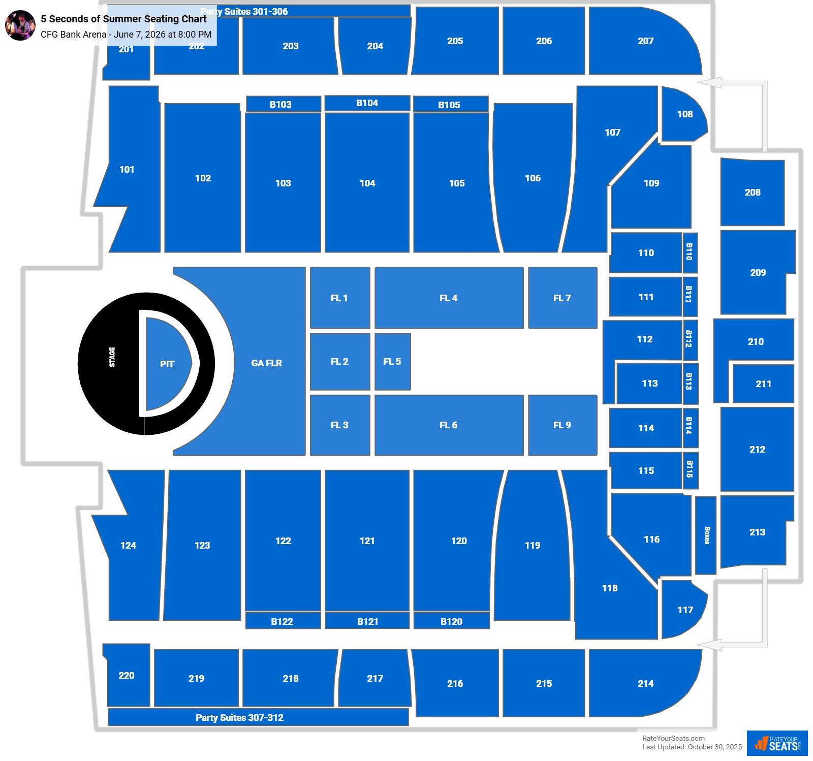 5 Seconds of Summer seating chart CFG Bank Arena