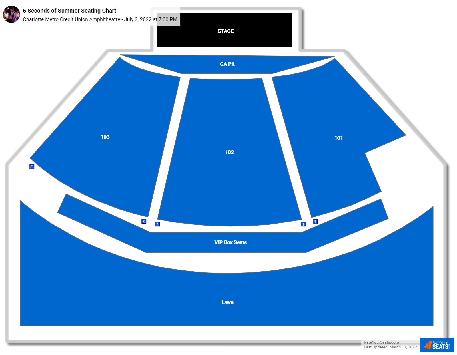 5 Seconds of Summer seating chart Charlotte Metro Credit Union Amphitheatre