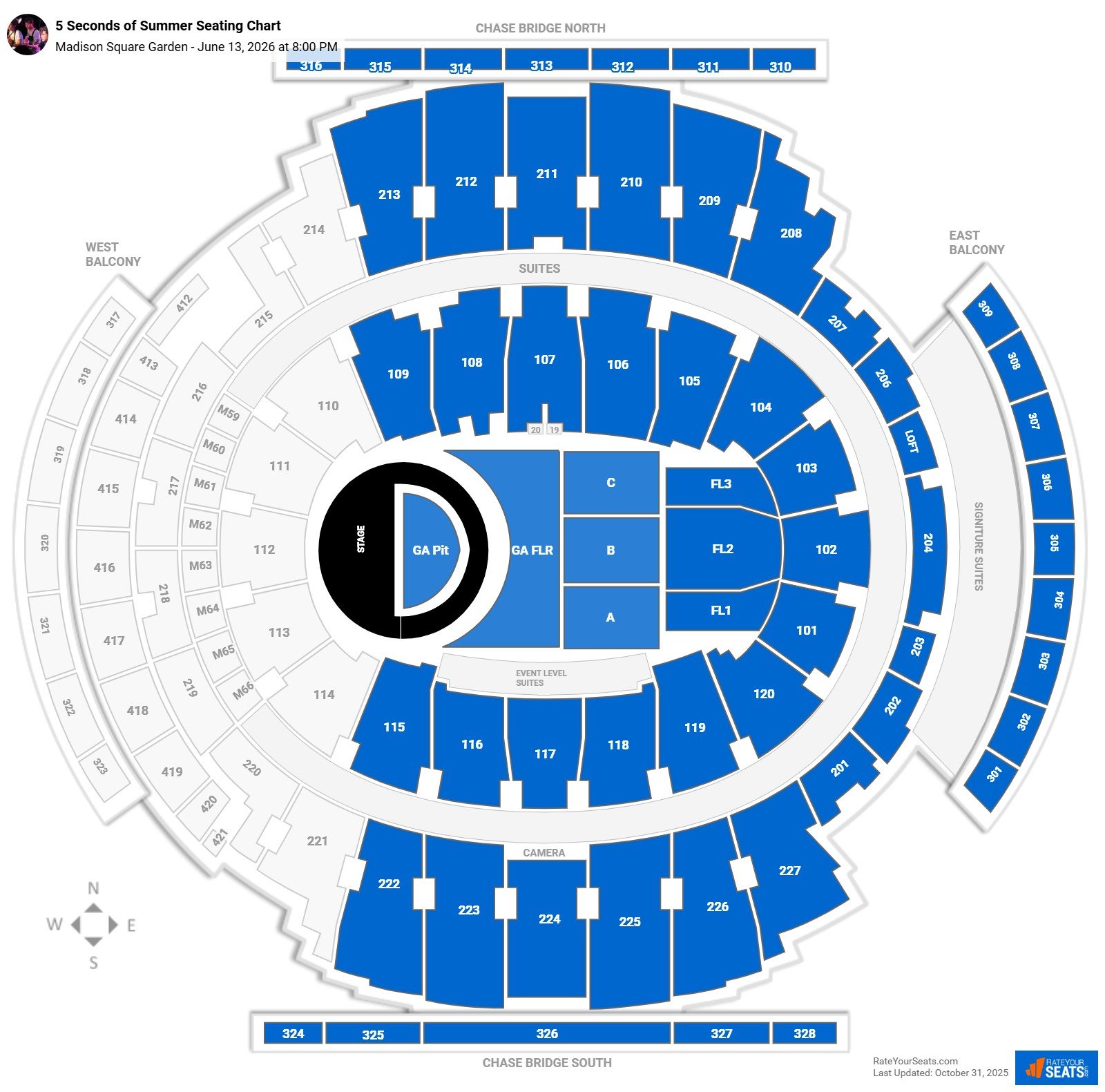 5 Seconds of Summer seating chart Madison Square Garden