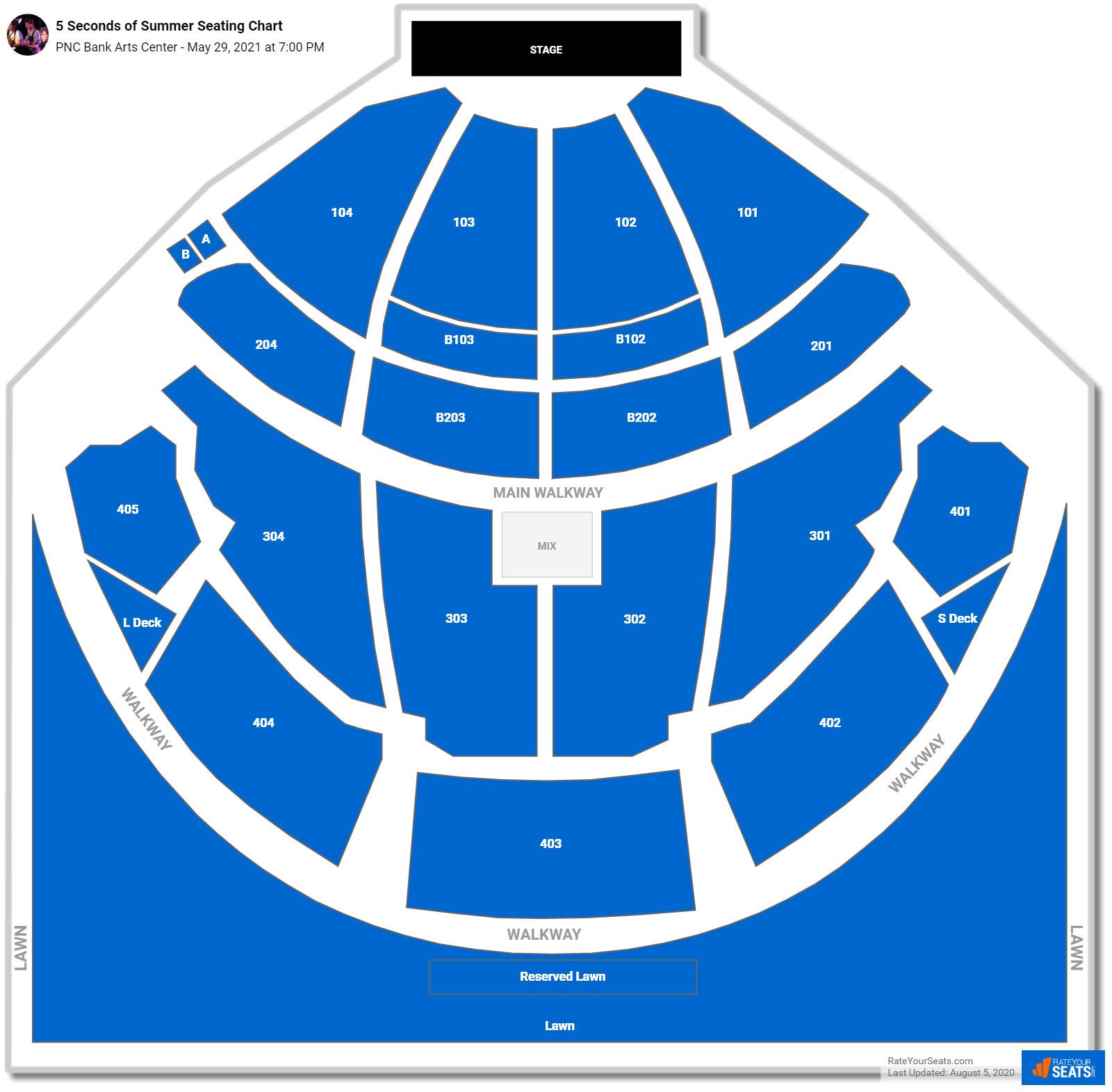 5 Seconds of Summer seating chart PNC Bank Arts Center