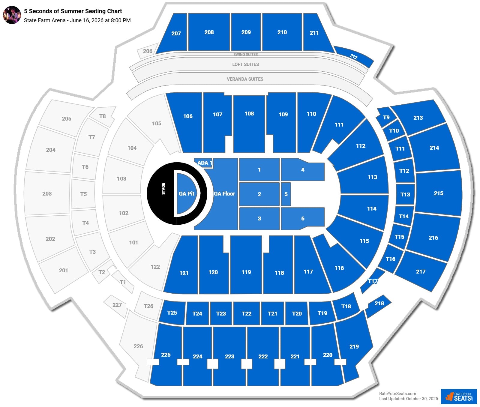 5 Seconds of Summer seating chart State Farm Arena