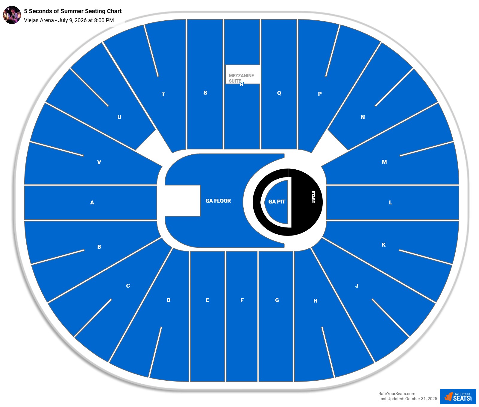 5 Seconds of Summer seating chart Viejas Arena