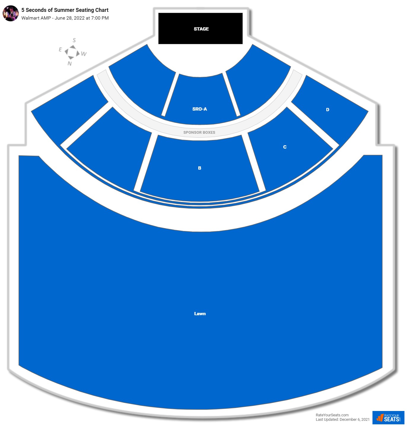 5 Seconds of Summer seating chart Walmart AMP