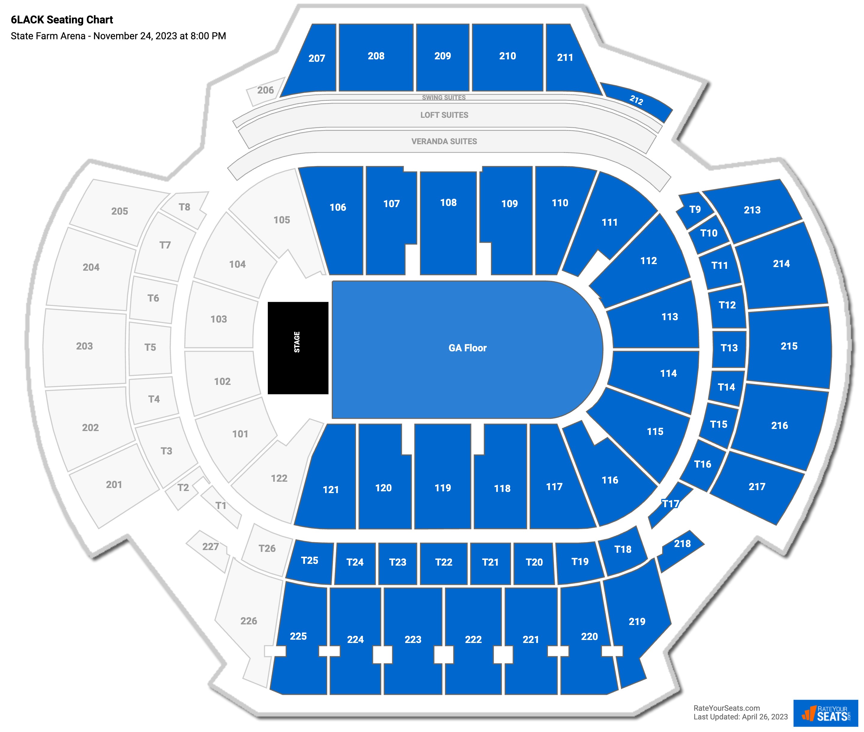 6LACK seating chart State Farm Arena