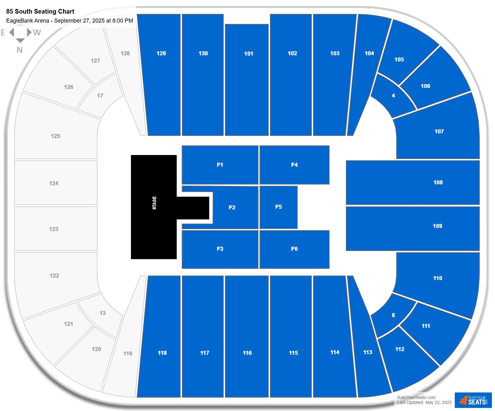 85 South seating chart EagleBank Arena