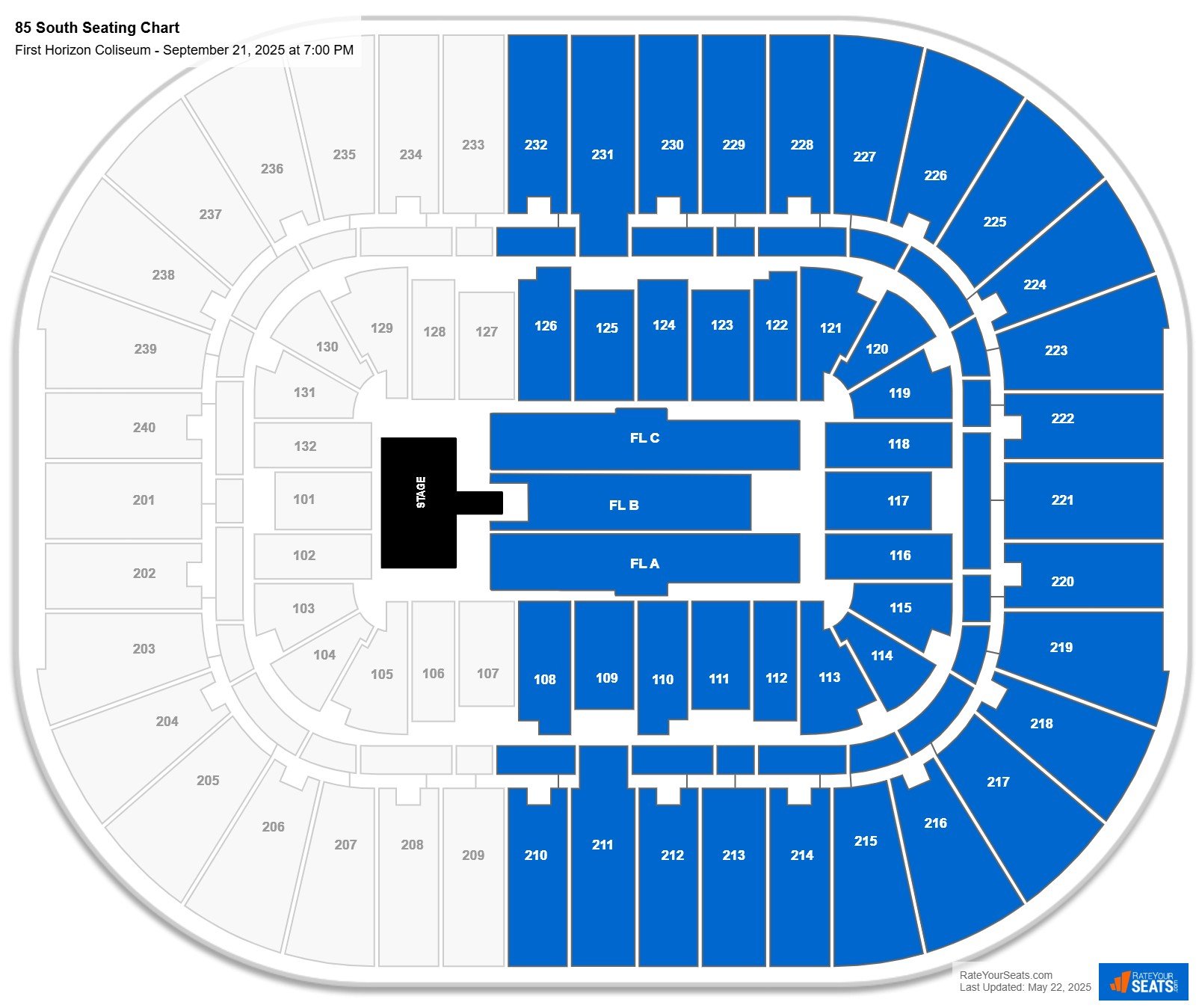 85 South seating chart First Horizon Coliseum