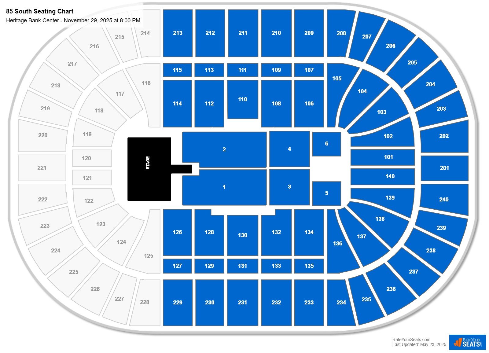 85 South seating chart Heritage Bank Center