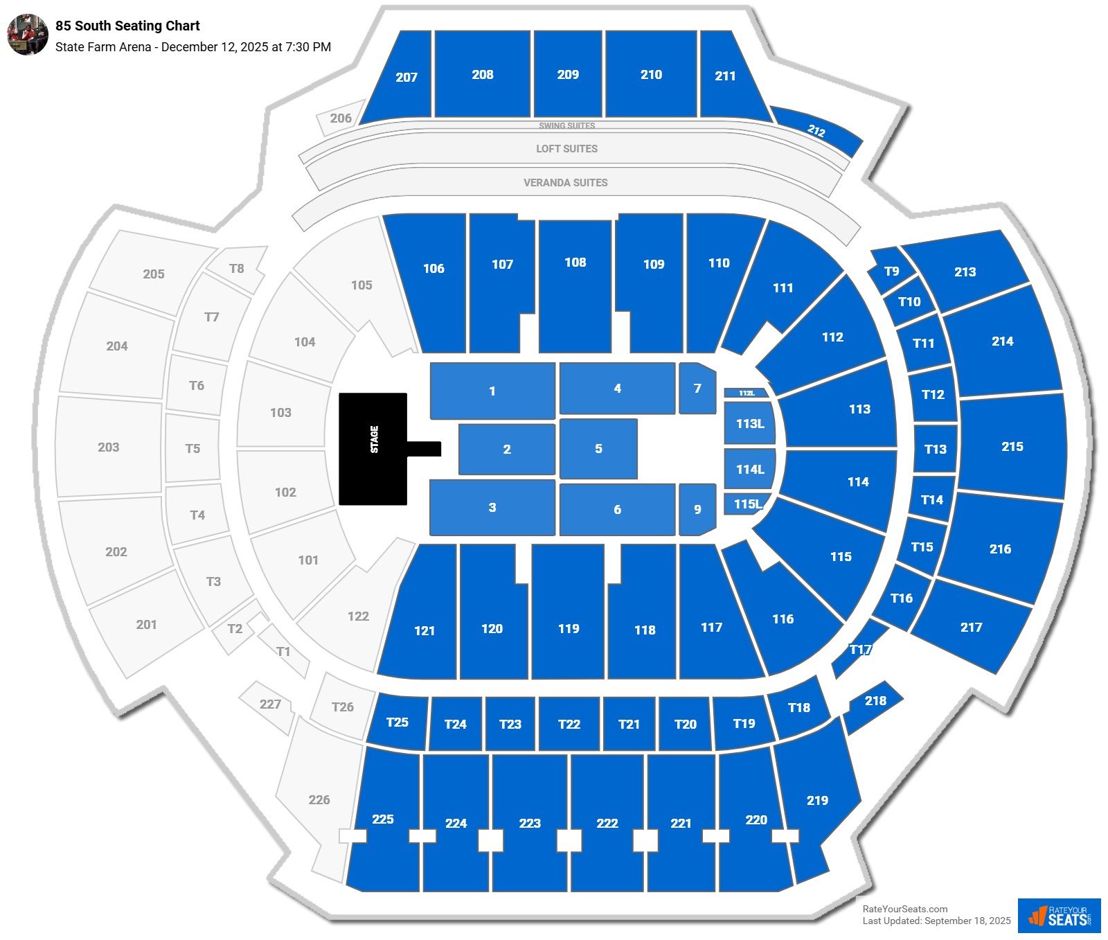 85 South seating chart State Farm Arena