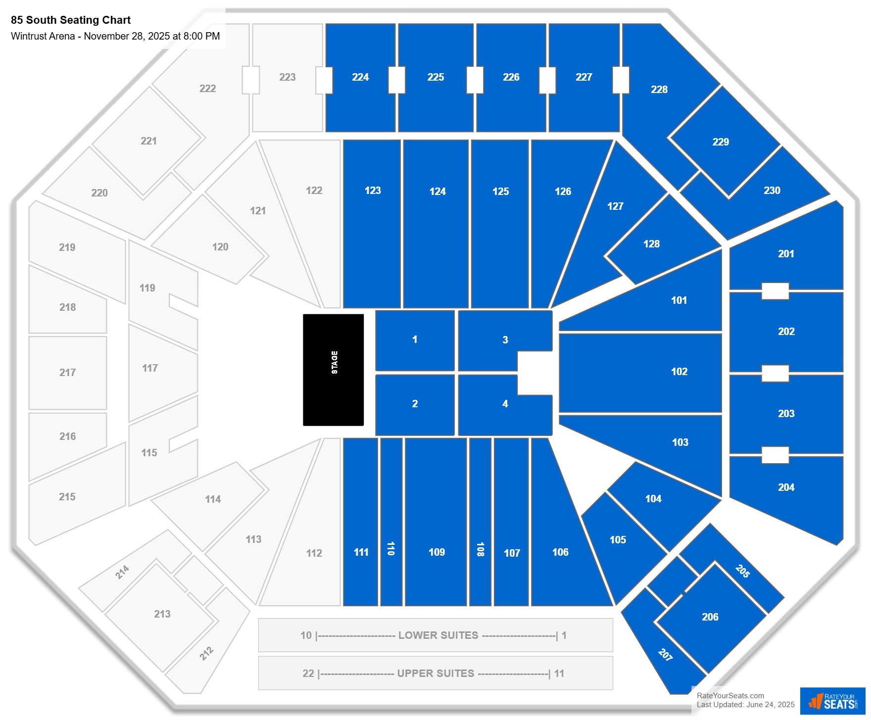 85 South seating chart Wintrust Arena
