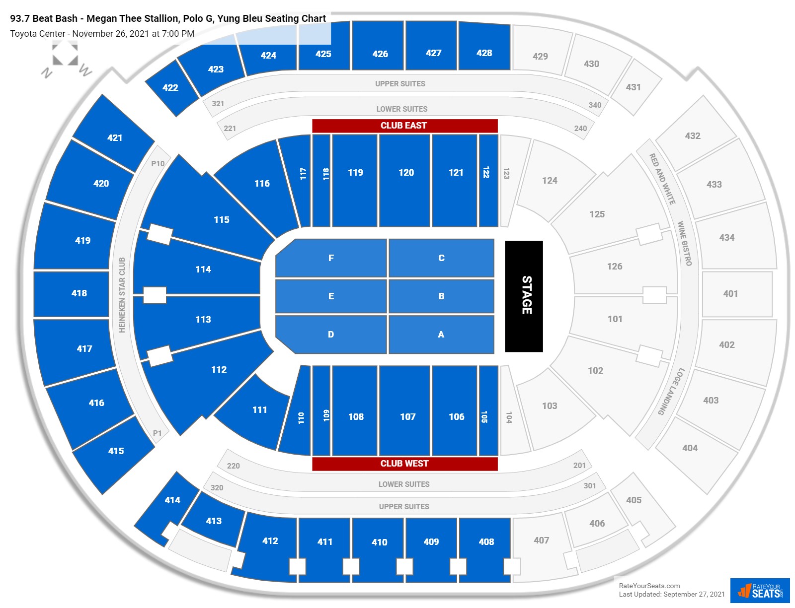 93.7 Beat Bash - Lil Baby, Moneybagg Yo, Polo G, Yung Bleu seating chart Toyota Center