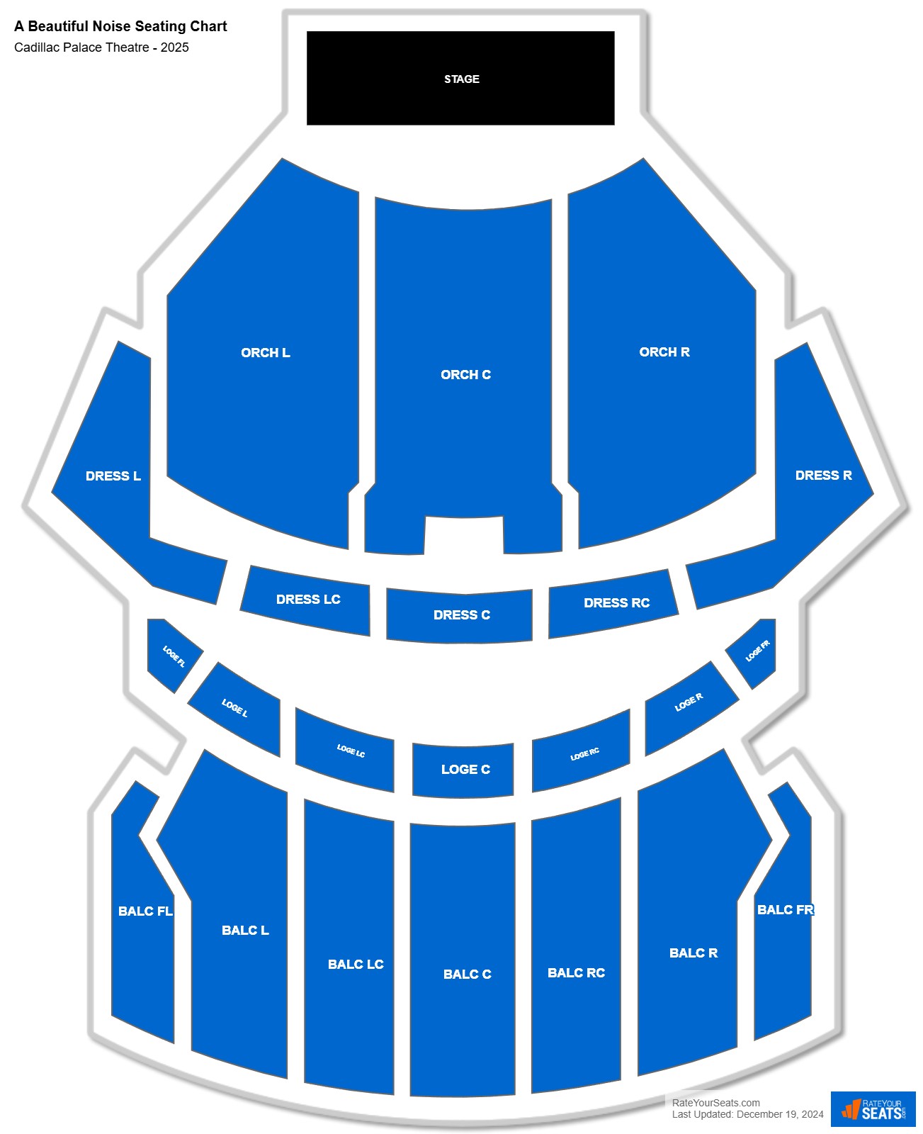 A Beautiful Noise seating chart Cadillac Palace Theatre
