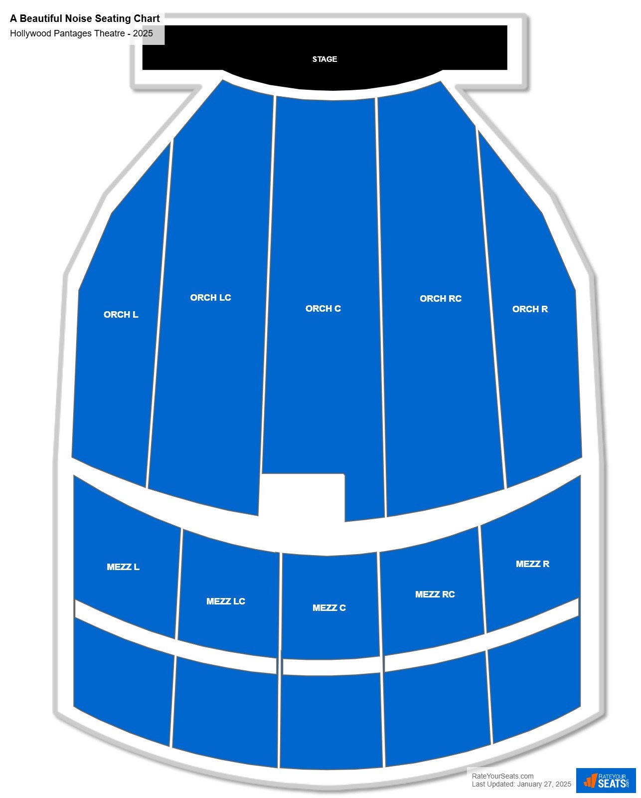 A Beautiful Noise seating chart Hollywood Pantages Theatre
