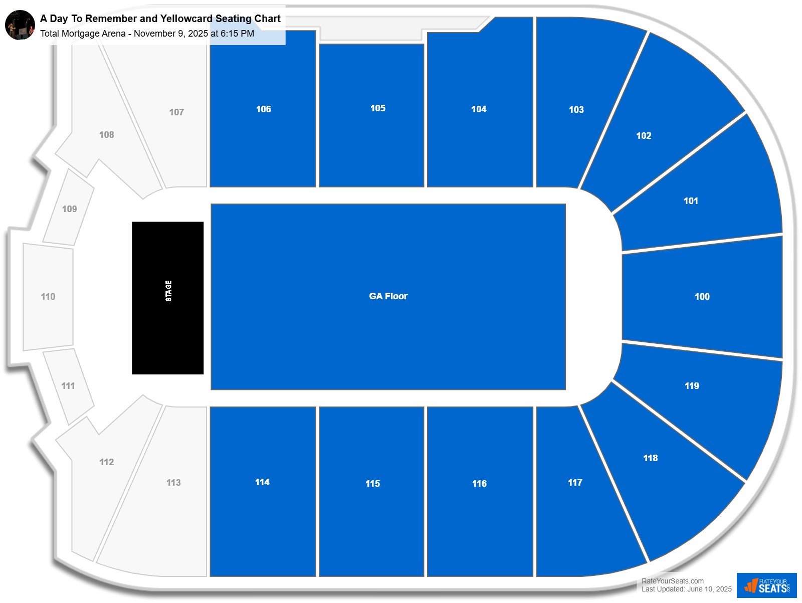 A Day To Remember and Yellowcard seating chart Total Mortgage Arena