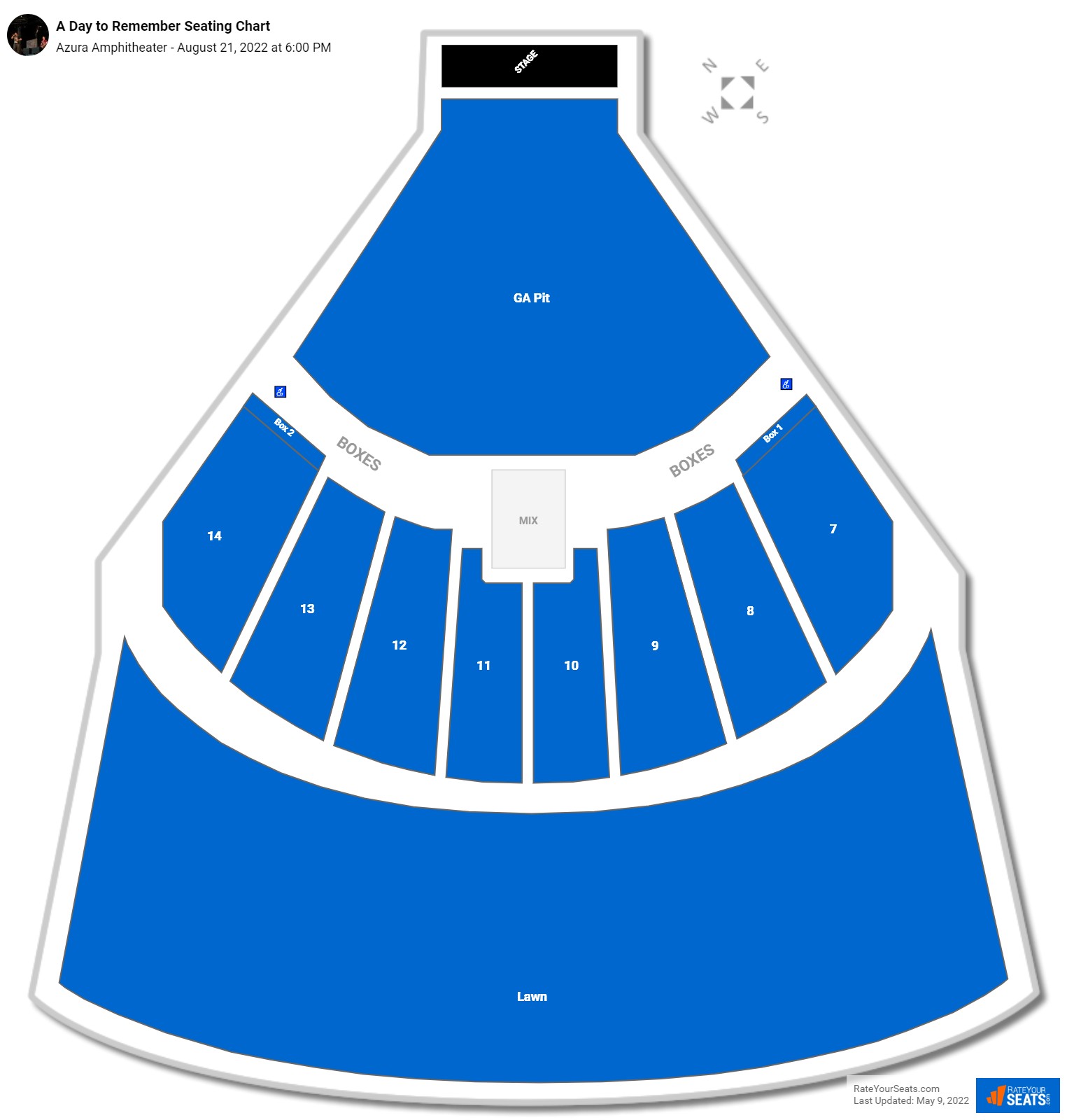 A Day to Remember seating chart Azura Amphitheater