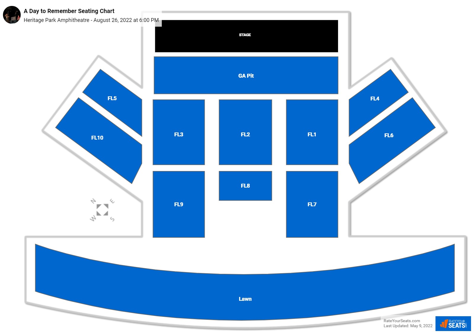 A Day to Remember seating chart Heritage Park Amphitheatre