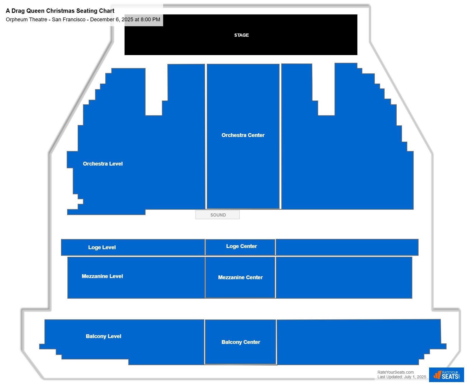 A Drag Queen Christmas seating chart Orpheum Theatre - San Francisco