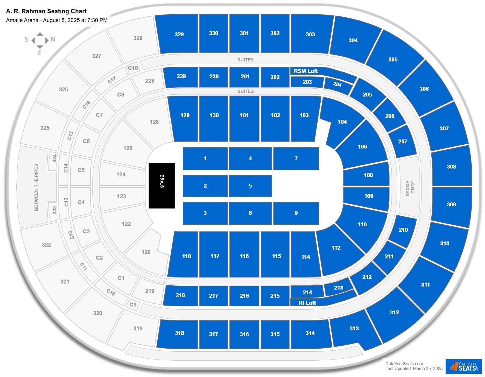 A. R. Rahman seating chart Amalie Arena