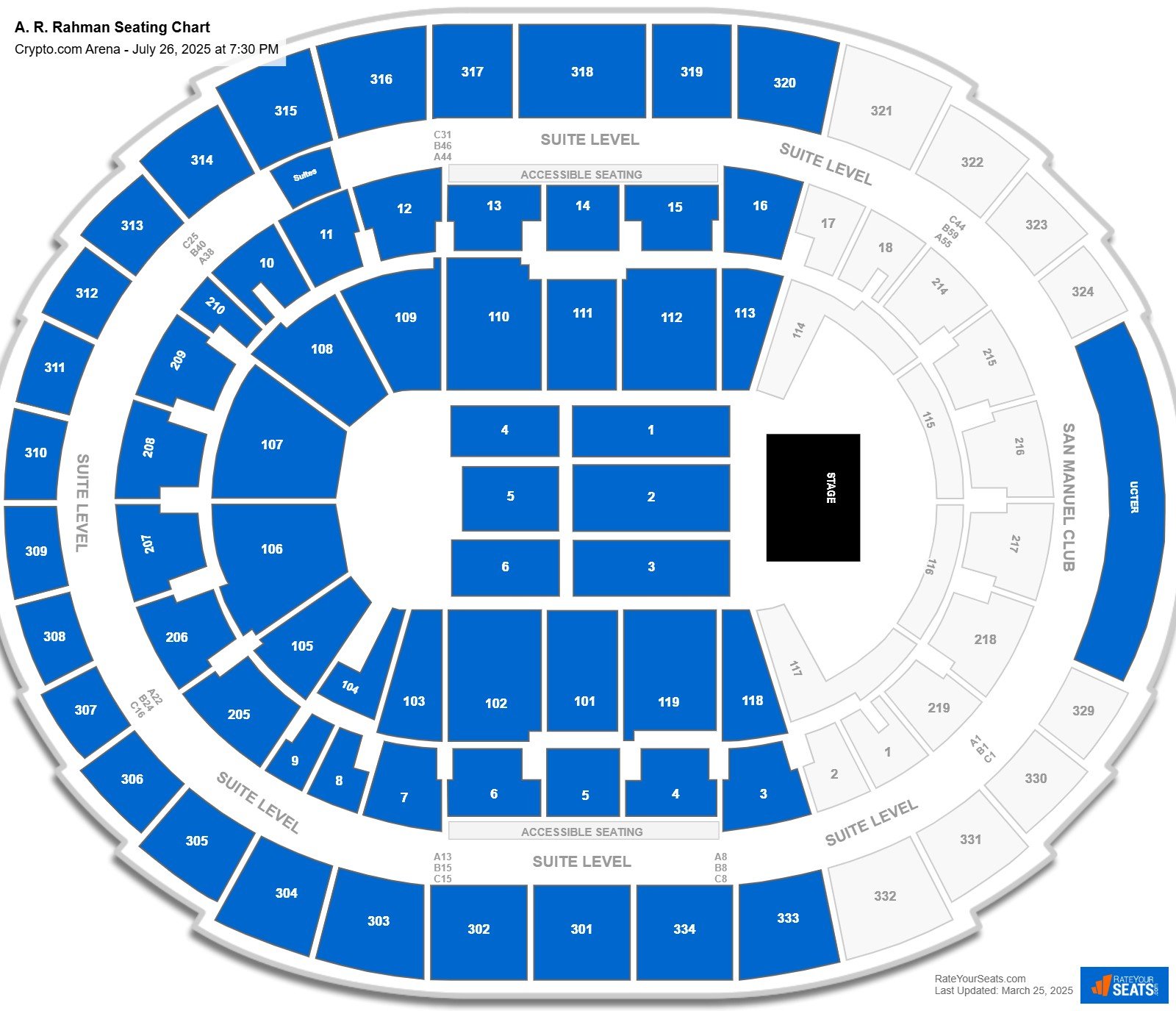 A. R. Rahman seating chart Crypto.com Arena