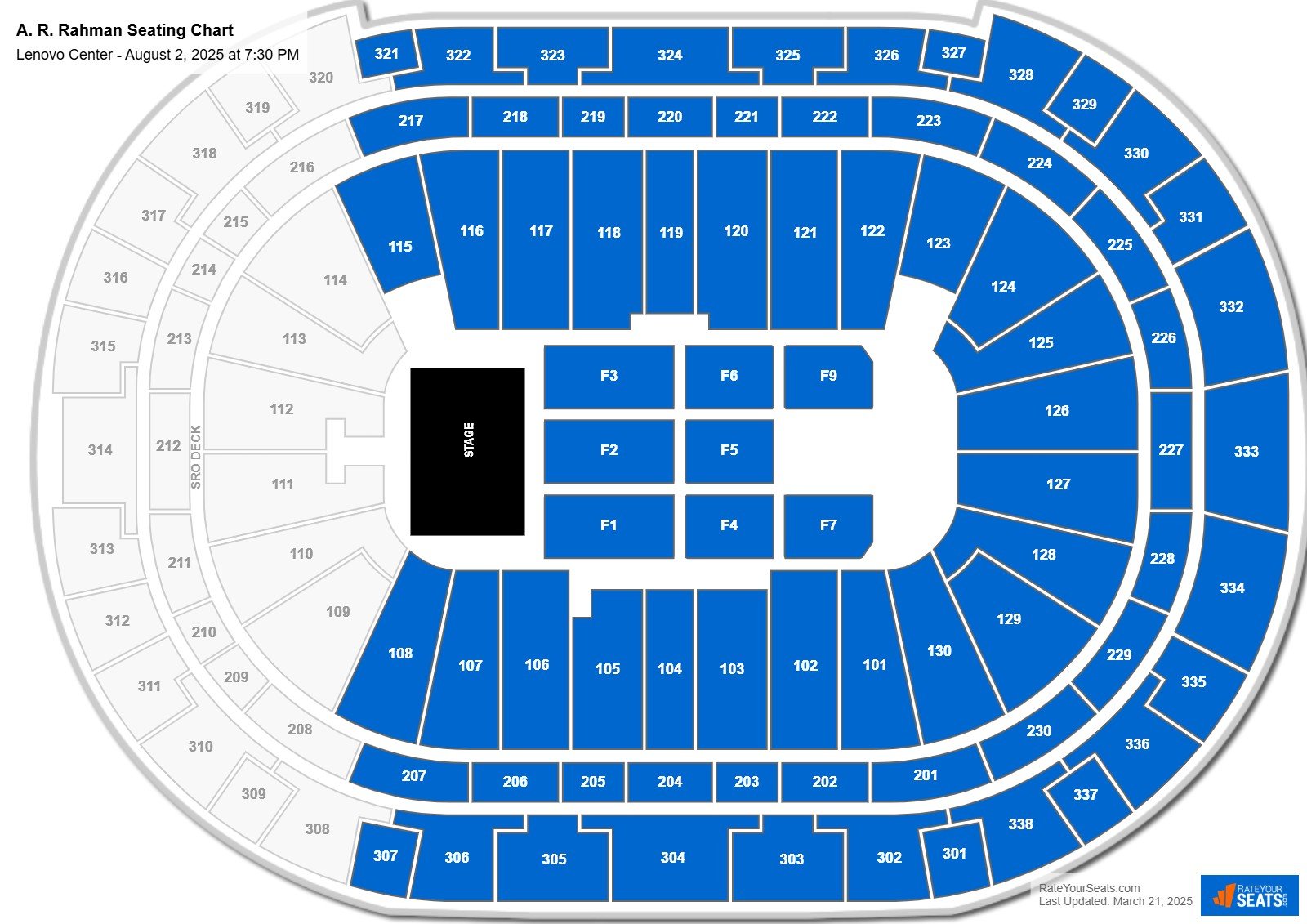 A. R. Rahman seating chart Lenovo Center