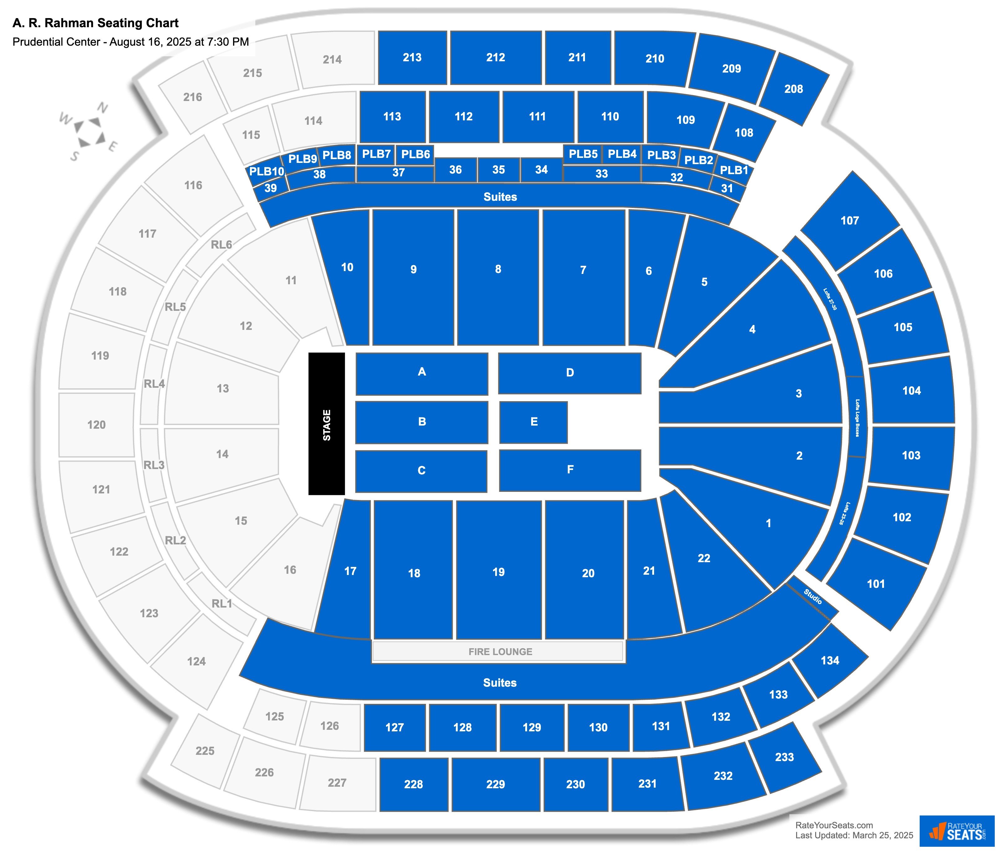 A. R. Rahman seating chart Prudential Center